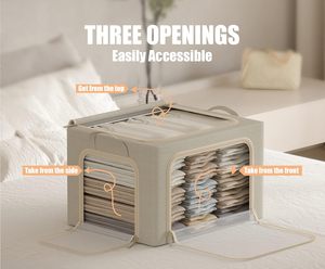 High Quality Foldable Waterproof Clothing Stackable Storage Bag Bins 2 Windows Home Closet Organizer Storage Box - Product Image 3