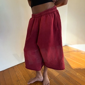 Shorts de jogging amples <span class=keywords><strong>pour</strong></span> hommes, 100% coton, délavés à l'acide, avec logo personnalisé, imprimé vintage vieilli, longueur 3/4, grandes tailles - Product Image 3