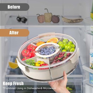 2024年ホットセールスナックスピナーボックス回転式スナックボックスコンテナ分割サービングトレイ蓋とハンドル付き - Product Image 3