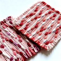 Sous-verre en tissu jacquard polyester-coton écologique avec franges et pompons, absorbant et isolant thermiquement