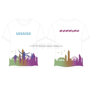 Camiseta de poliéster 100% para correr maratón de alta calidad, logotipo personalizado, camiseta de sublimación en blanco con impresión completa - Product Image 1