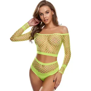 2022 Offres Spéciales 2 pcs sexy sous-vêtements femme de pêche net noir ensembles lingerie prêt À expédier