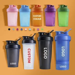 Logotipo personalizado 400ml 600ml Fitness Plastic Shaker Botellas de agua 1000ml Reutilizable Gym Sport Protein Shaker Bottle