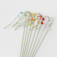 Amigurumi fait main, tige de saule enneigé multicolore, fleur douce pour la décoration de vase et de bouquet