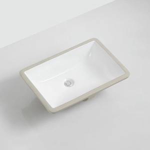 Lavabo de Cerámica de una Pieza con Fondo Plano, Lavabo Cuadrado de Piedra Natural para Empotrar, Lavabo de Baño con Diseño Redondo - Product Image 1