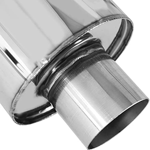 Espejo <span class=keywords><strong>Universal</strong></span> de acero inoxidable pulido corte de ángulo 2,25 "Entrada/4,0" salida coche silenciador resonador silenciador de escape - Product Image 3