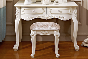 Tocador de estilo europeo dormitorio francés simple jardín princesa pequeña mesa de maquillaje tallada plana - Product Image 6