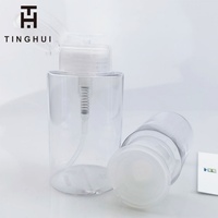 Bouteille cosmétique transparente en PET de 150 ml, 200 ml, 300 ml pour dissolvant de vernis à ongles, démaquillant, acétone, avec pompe et impression sérigraphique