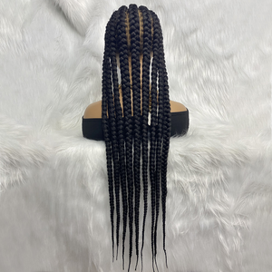 売れ筋の編み込み合成レースフロントウィッグ、大きなコーンロウブレイズレースウィッグ（黒人女性向け） - Product Image 2