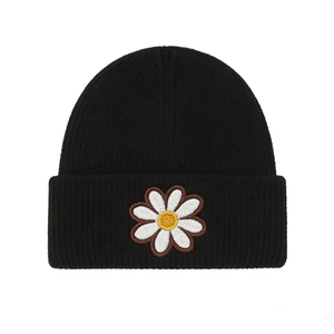 Gorro de Punto Personalizado con Bordado de Flor de Margarita para Mujer, Gorro de Invierno Cálido y Suave con Puño - Product Image 2