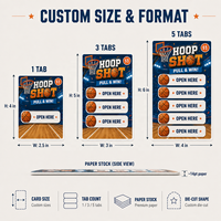 Boletos de raspar personalizados de fábrica con temática de baloncesto, impresión digital, premios en efectivo, premio instantáneo, tarjeta de apertura, cinco ventanas