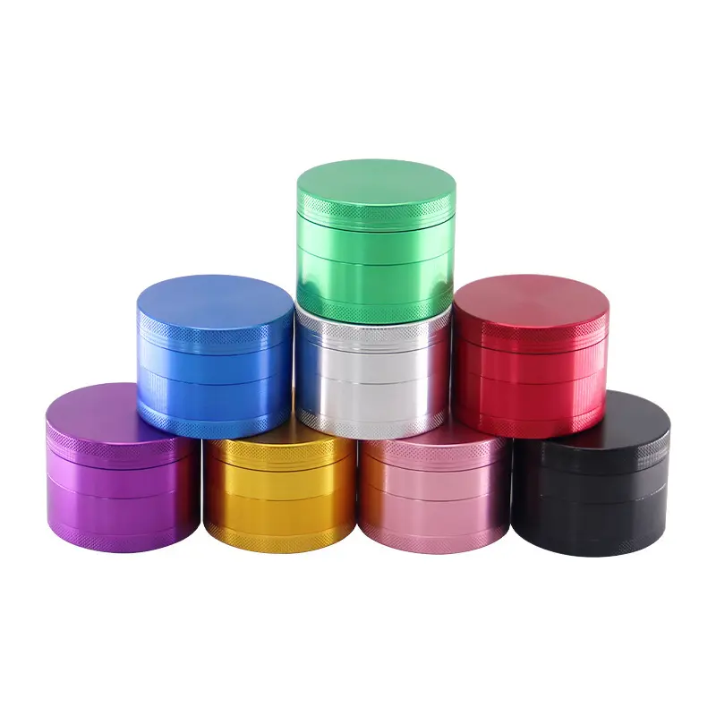 63mm 4 Layers Metal Herb Grinder Aluminum Alloy Herbal Metallic Grinders Gold Multicolor 4 Pieces Filter Tobacco Magnet Cover