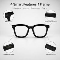 Lunettes Intelligentes avec Assistant IA, Caméra 8MP, Traduction, Enregistrement Vidéo 1200P, Lecteur de Musique, Appel Téléphonique, Cadre TR, Recharge Magnétique