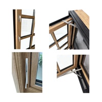 Fenêtre à battant moderne PENJOY en bois recouvert d'aluminium, double vitrage trempé, moustiquaire en acier inoxydable, pour chambre et extérieur