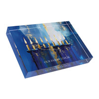 Ménorah moderne en Lucite, bloc personnalisé imprimé UV, décoration de table en acrylique pour Hanouka, cadeau juif pour le Festival des Lumières