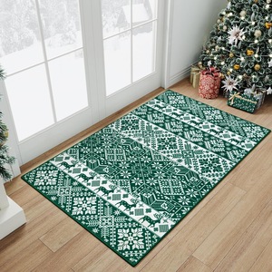 Temu – tapis de sol rectangulaire imprimé de Noël, en Polyester, antidérapant, décoratif pour l'intérieur, pour hall d'entrée - Product Image 2