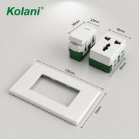 Placa de Pared de Montaje Oculto Kolani 120 de Doble Módulo, Interruptor de un Botón y Enchufe Universal de 3 Pines para Varios Países, Panel Blanco de PC