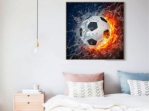 Small Size Full Cover Diamond Painting Art Kit Printed Fabric Resin Beads Square <strong>Football</strong> Wall Art Featuring Still Life Subject - Product Image 3