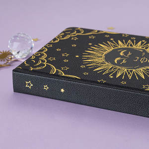 Carnet de notes A5 en cuir PU Premium Purple Star Inspiration et Black Sun Power avec points dorés pour l'écriture créative - Product Image 4