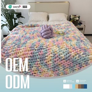 Manta de Lana Suave y Acogedora, Manta de Hilo <span class=keywords><strong>Bernat</strong></span>, Hilo Chenilla Tejido con Patrón de Puntos y Marinos, Mantas Cálidas para Cama - Product Image 1