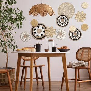 Décoration Murale en Rotin pour la Maison, Design Minimaliste et Moderne, Couleur Unie, Ornements Muraux Hexagonaux à Motifs Perforés pour le Salon - Product Image 4