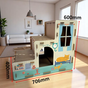 مذهل وعالي الجودة حديث معاد تدويره من الورق المموج ، بيت خربشة القط بثلاثة طوابق ، لبيت متعدد القطط - Product Image 3