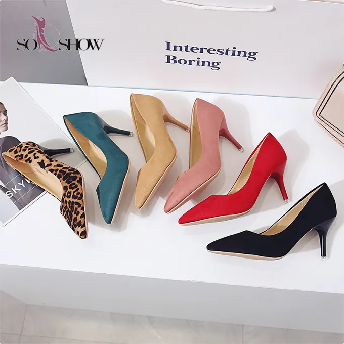 Chaussures de pompe à enfiler pour femmes, souliers à talons hauts, à la mode, tenue de bureau, quotidien, vente en gros, 2020
