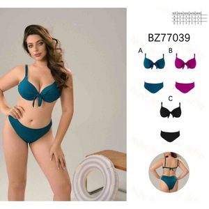 Costume da bagno bikini taglie forti HDJ blu navy con controllo pancia, push-up e vita alta - Taglie 46/48, 50/52, 54/56 - Abbigliamento mare donna - Product Image 4
