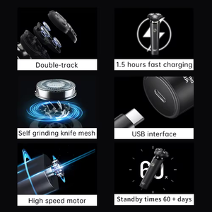 Afeitadora de seguridad de triple hoja para hombres, Afeitadora eléctrica recargable impermeable de bajo ruido para hombres - Product Image 3