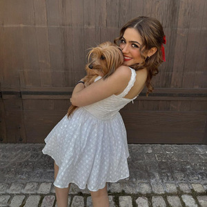 White Embroidered <b>Spaghetti</b> <b>Strap</b> Backless A-Line Dress Deep V Neck Party Casual Dress - Product Image 3