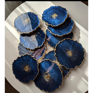 Sous-verres ronds en verre avec accents de feuilles d'or, napperons de table glamour faits à la main - Product Image 2