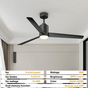 Large 52 Inch Ceiling Fan with <b>Light</b> Modern 3-Blade Fan for Living Room Bedroom Office Open <b>Space</b> - Product Image 6