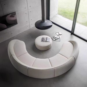 İskandinav Lüks Krem Kumaş Kavisli Şekilli Bölmeli Kanepe Döşemeli Takım Lüks Koltuk Villa Otel Resepsiyon Oturma Odası Ev Kullanımı - Product Image 6