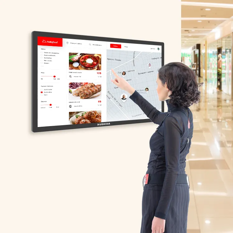 Indoor 55 65 pollici ad alta luminosità LCD Touch Monitor Android sistema di pubblicità digitale schermo per la vetrina dello schermo del negozio