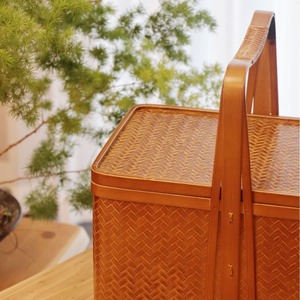 <b>Bamboo</b> Woven Basket Rectangle Handmade Food <b>Container</b> Kitchen Storage Single Tier Gift Box - Product Image 4
