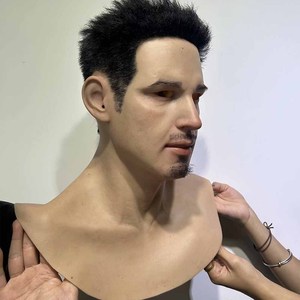 Máscara Facial Masculina Realista de Silicona con Cabello |   Máscara <span class=keywords><strong>Completa</strong></span> para Disfraces, Cosplay y Fiestas - Product Image 4