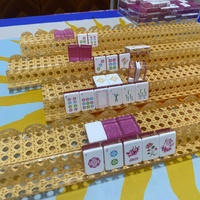 Support en acrylique droit de 20 pouces, organisateur de cartes de mahjong en acrylique de 5 mm, poussoir et porte-cartes, 4 pièces par ensemble