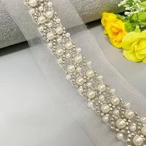 Factory wholesale 2.5cm pearl handmade beaded lace DIY for decoration accessories