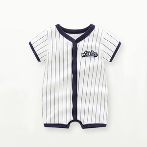 夏季新品 婴儿连体衣 条纹短袖 周岁礼物连体衣 批发儿童服装 - Product Image 4