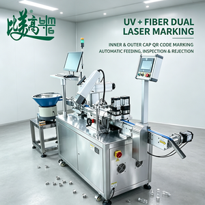 Système de production automatique de codage laser de bouchons avec alimentateur vibrant, inspection visuelle multicaméras et vérification des codes QR - Product Image 2