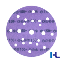 Disque abrasif de ponçage et de polissage OEM étanche en céramique violette de 5, 6 pouces (125 mm, 150 mm) avec film, à fixation auto-agrippante (PSA)