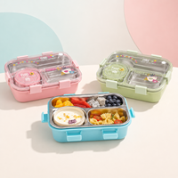 Boîte à lunch réutilisable pour adultes, de grande capacité, à 3 compartiments, avec fermetures robustes, en acier inoxydable 304 amovible, fournie par l'usine OEM, idéale pour le bureau et les voyages.