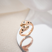 Bague ajustable tendance motif léopard noir plaqué or avec zircon cubique, bijou fantaisie pour femme, idée cadeau