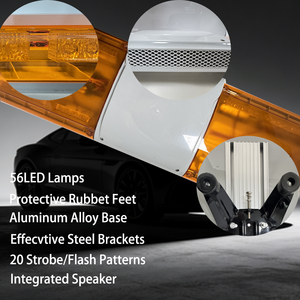 Barra de Luces de Advertencia <span class=keywords><strong>CIGO</strong></span> de 56 LED, Luz Estroboscópica Ámbar de Emergencia para Camión de Remolque con Sirena y Altavoz de 200w - Product Image 4