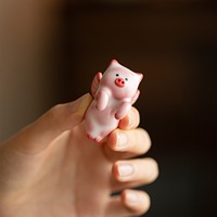 Pendentif créatif en céramique en forme de petit cochon volant, ornement pour tasse à thé, pour hôtel