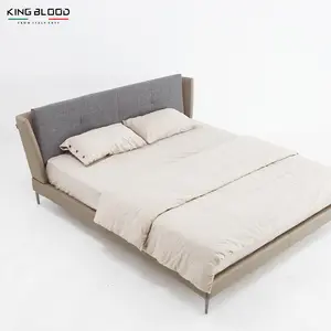 Luxury Wooden Slats Double Layer Headboard Set Single Double Twin Full Queen King Size Up-holstered Bed Frame Latest Design Bed