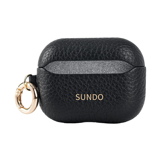 Sundo Genuine Leather Luxury Skin Personalized Earphone Case Pebble Leather Earphone Cover case for airpods Pro