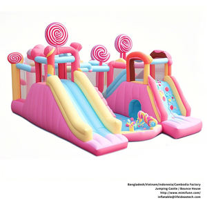 Castillo inflable de tela Oxford colorido de doble Tobogán, casa de rebote para niños, castillo inflable para patio trasero con piscina - Product Image 1