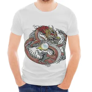 Chinatown Mode Klassieke Chinese Dierenriem Jaar Van De Dragon Art Design Retro Trend Street Bende Mannen Custom Gedrukt T-Shirt