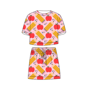 GSSO3422 Tenues d'été personnalisées pour petite fille, imprimé léopard marron, vente en gros, pyjama pour enfant à manches courtes, ensemble de vêtements pour fille - Product Image 4